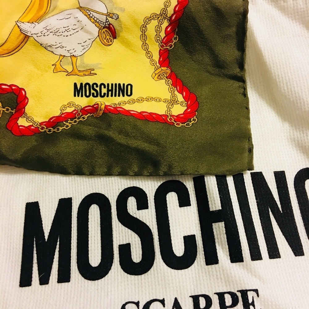 Moschino Olive, Yellow & Red Graphic Logo Scarf Top